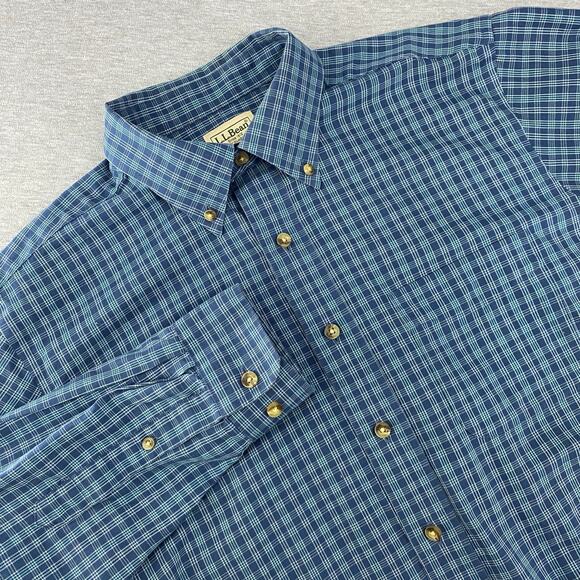 L.L. Bean Other - LL Bean Mens M 1 Tall Traditional Fit Button Up Blue Plaid Long Sleeve